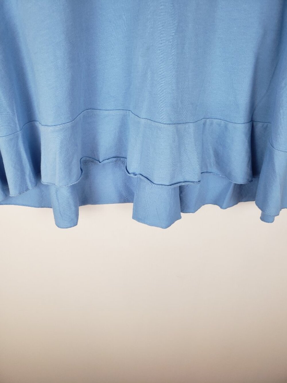 Bimba Y Lola Ruffle Short Sleeve Cotton Tee Boxy Light Blue Womens Medium - Picture 5 of 8
